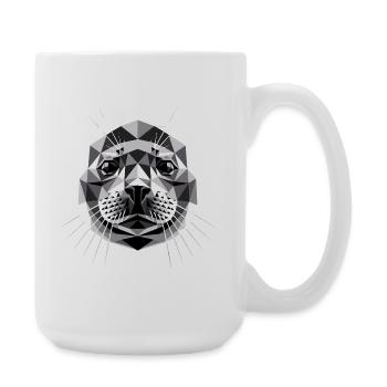 Robbe mit Sonnenbrille Seehund Walross Süße Robben - Große Tasse 440 ml - Weiß - Rechts