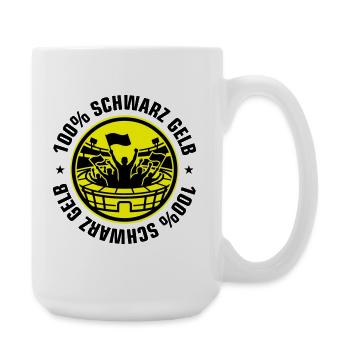 Schwarz Gelb Fans - Große Tasse 440 ml - Weiß - Rechts