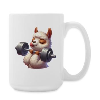 Süße Lama Alpaka Hantel Workout Fitness - Große Tasse 440 ml - Weiß - Rechts