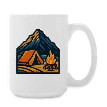 Mountain tent at the campfire - Large Mug 440 ml - white - Right