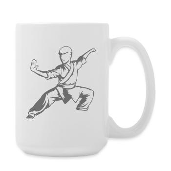 Kung Fu Kämpfer Kampfkunst Aktion Pose Angriff - Große Tasse 440 ml - Weiß - Rechts