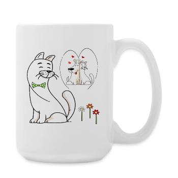 verliebte Katze - Große Tasse 440 ml - Weiß - Rechts