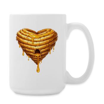 Herz Bienenkorb mit Honig Illustration  - Große Tasse 440 ml - Weiß - Rechts
