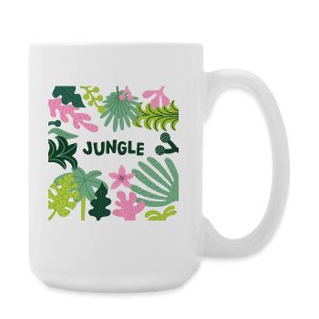 Jungle Tropical Leaves Pattern Nature Design - Große Tasse 440 ml - Weiß - Rechts