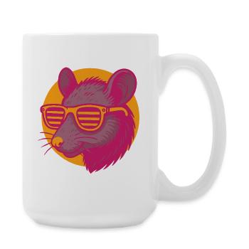 Rat with sunglasses - Large Mug 440 ml - white - Right