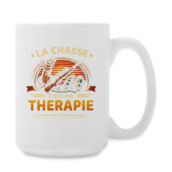 La chasse c’est ma thérapie – humour chasseur - Grande tasse 440 ml - blanc - Droite