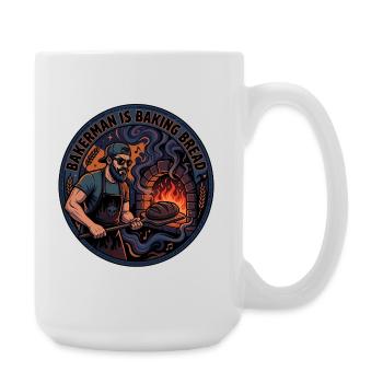 Bäckermeister am Backofen - Große Tasse 440 ml - Weiß - Rechts