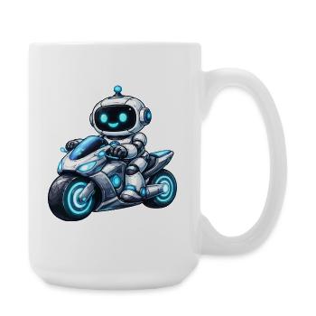 Robot sur moto - Grande tasse 440 ml - blanc - Droite
