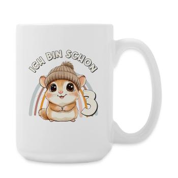 3. Geburtstag Hamster Regenbogen Süß Niedlich - Große Tasse 440 ml - Weiß - Rechts