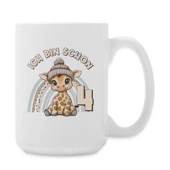 4e anniversaire girafe arc-en-ciel mignonne mignonne - Grande tasse 440 ml - blanc - Droite