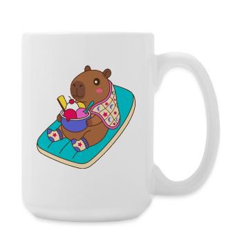 Capybara Sundae on a Beach Float -vacation mode - Large Mug 440 ml - white - Right