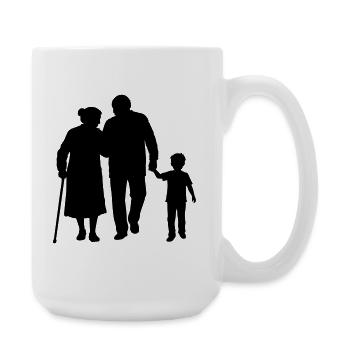 Grandparents Grandchild Silhouette Walking Family - Large Mug 440 ml - white - Right