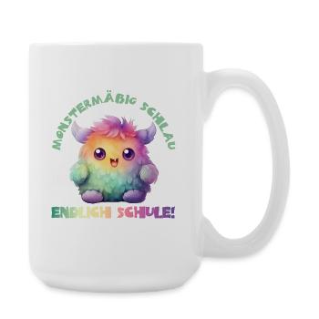 Kuschel Monster Schulkind 2026 Endlich Schule - Große Tasse 440 ml - Weiß - Rechts