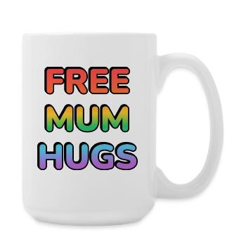Kostenlose Mama-Umarmungen Regenbogentext LGBT-PRIDE - Große Tasse 440 ml - Weiß - Rechts