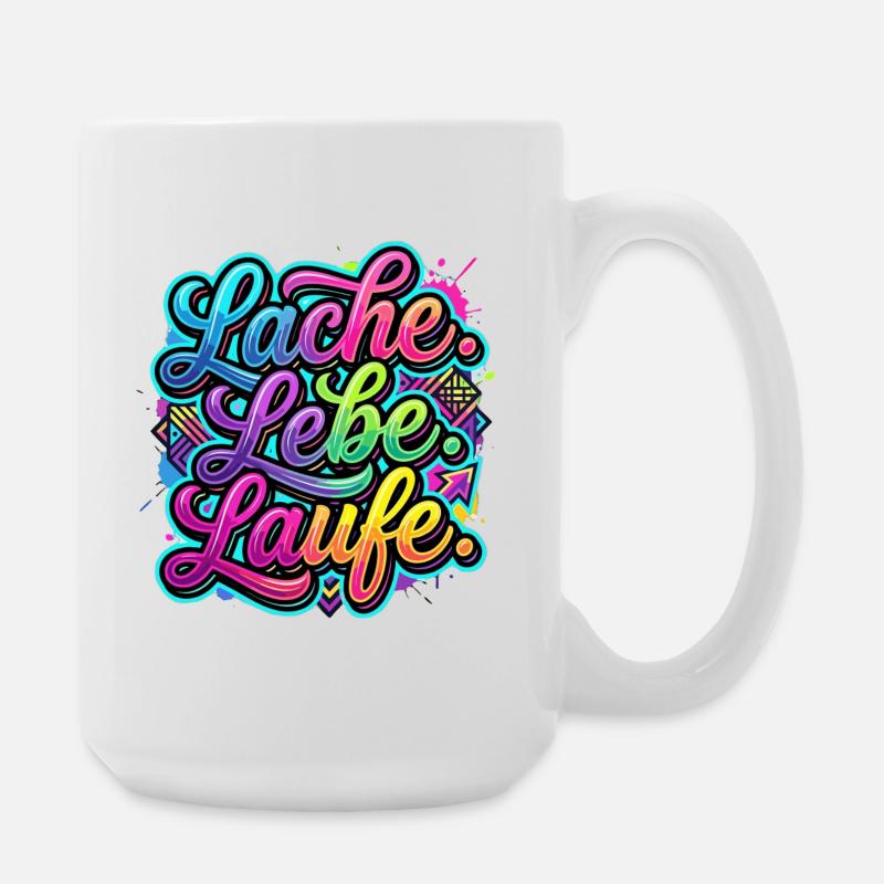 Laugh Live Run Graffiti - Large Mug 440 ml - white