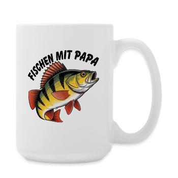 Fischen mit Papa - Große Tasse 440 ml - Weiß - Rechts