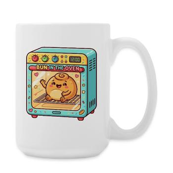 Schwangere Frau im Brötchen im Ofen – lustige Schw - Große Tasse 440 ml - Weiß - Rechts