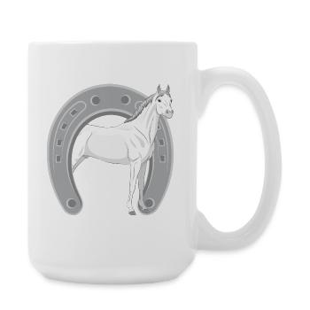 Un cheval Abbayan dans un fer à cheval retourné - Grande tasse 440 ml - blanc - Droite