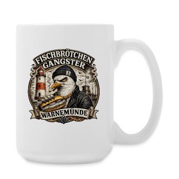Fischbrötchen Gangster Warnemünde 2 - Große Tasse 440 ml - Weiß - Rechts