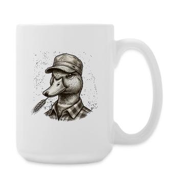 Cool Farmer Duck in a Vintage Retro Style - Large Mug 440 ml - white - Right
