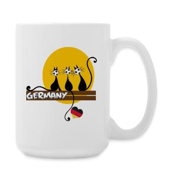 Katzen gucken  Fußball - Große Tasse 440 ml - Weiß - Rechts