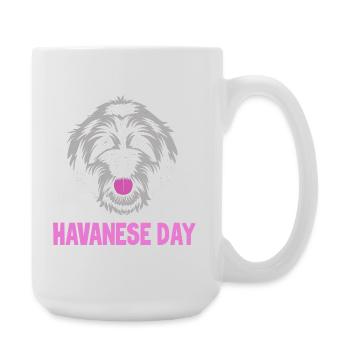 Chien bichon havanais - Grande tasse 440 ml - blanc - Droite
