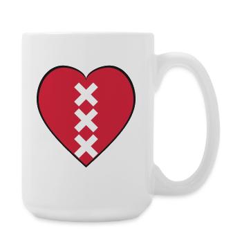 Amsterdam Heart XXX St. Andrew's Cross Red Souvenir - Large Mug 440 ml - white - Right