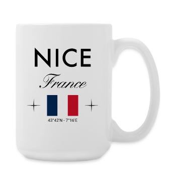 Nice, France, Coordonnées Souvenir de voyage - Grande tasse 440 ml - blanc - Droite