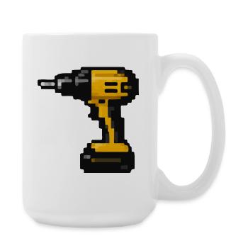 Pixel-Bohrer Retro-Werkzeug-Design - Große Tasse 440 ml - Weiß - Rechts