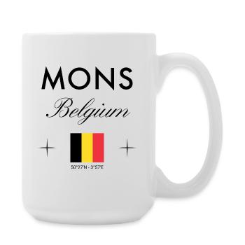Mons Belgien Koordinaten Reise Souvenir - Große Tasse 440 ml - Weiß - Rechts
