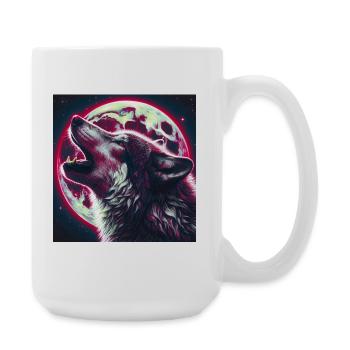 Wolf heult zum Vollmond - Große Tasse 440 ml - Weiß - Rechts