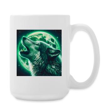 Wolf howls at the Full Moon - Large Mug 440 ml - white - Right