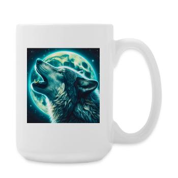 Wolf howls at the Full Moon - Large Mug 440 ml - white - Right