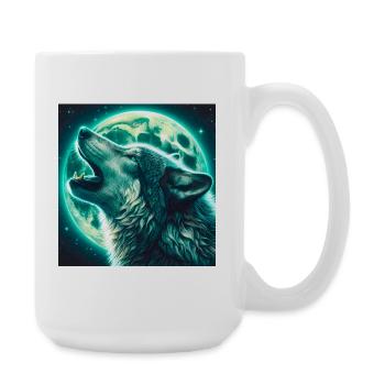 Wolf howls at the Full Moon - Large Mug 440 ml - white - Right