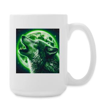 Wolf howls at the Full Moon - Large Mug 440 ml - white - Right