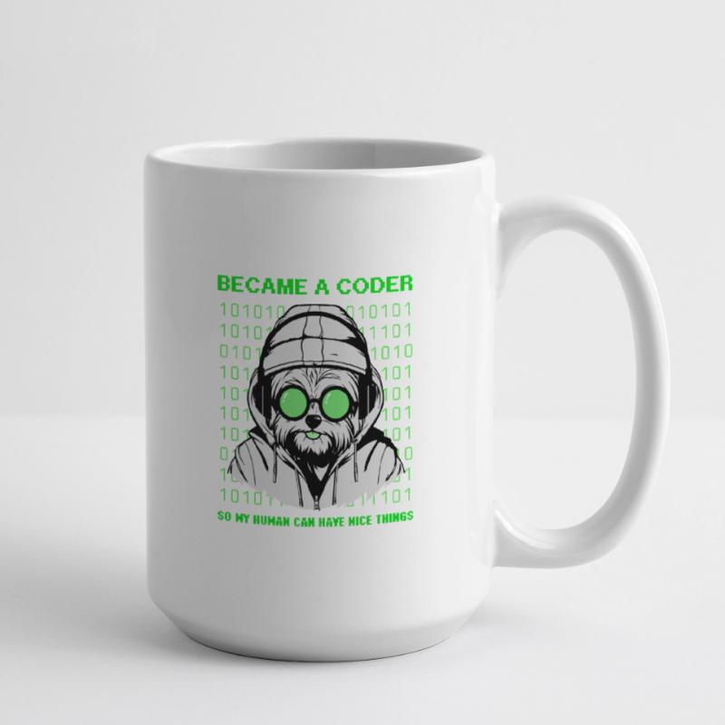 Became a Coder – Hacker Dog Binary Look Große Tasse 440 ml