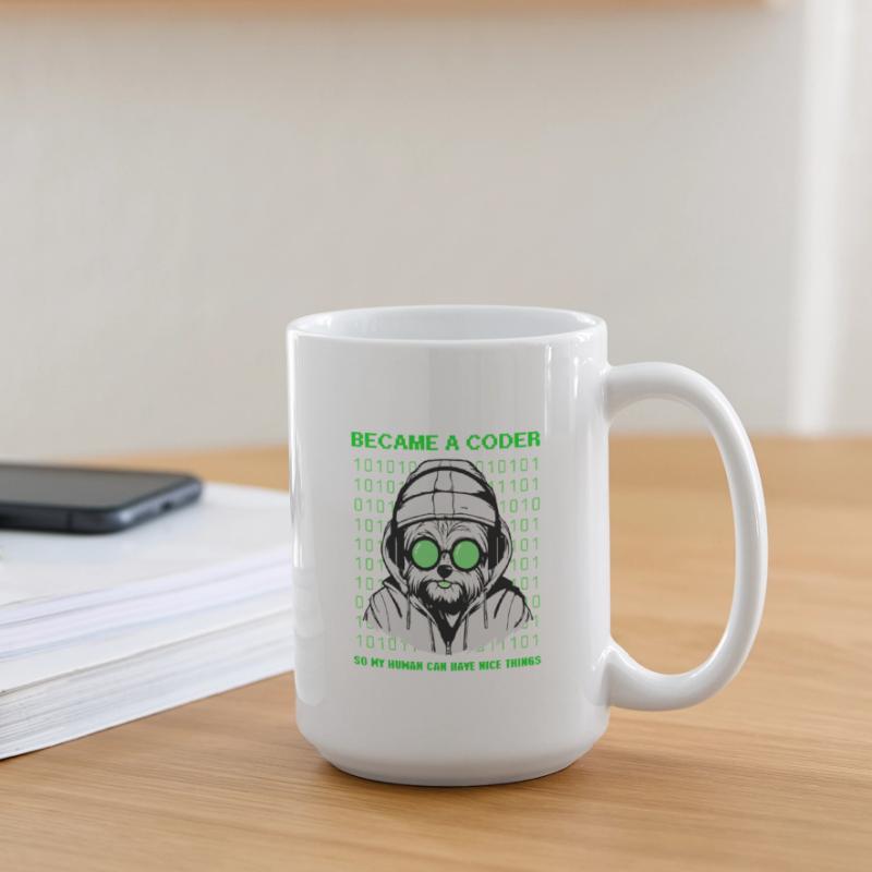 Devenu codeur – Hacker Dog Binary Look Grande tasse 440 ml
