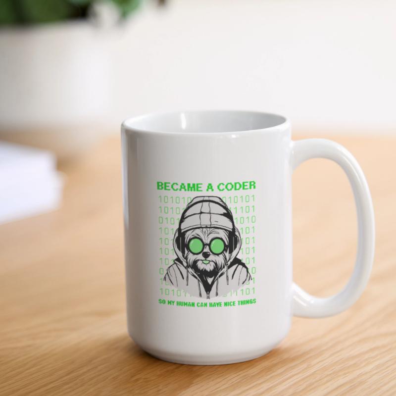 Devenu codeur – Hacker Dog Binary Look Grande tasse 440 ml