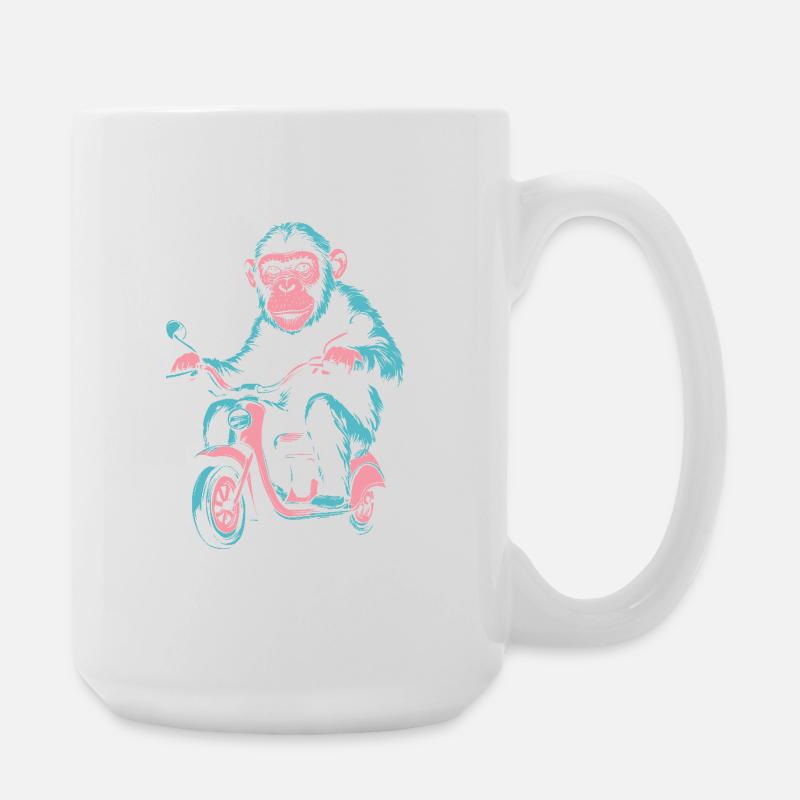 Affe auf dem Roller – Retro Streetstyle - Große Tasse 440 ml - Weiß
