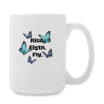 Steigen. Kämpfen. Fliege - Schmetterling - Große Tasse 440 ml - Weiß - Rechts