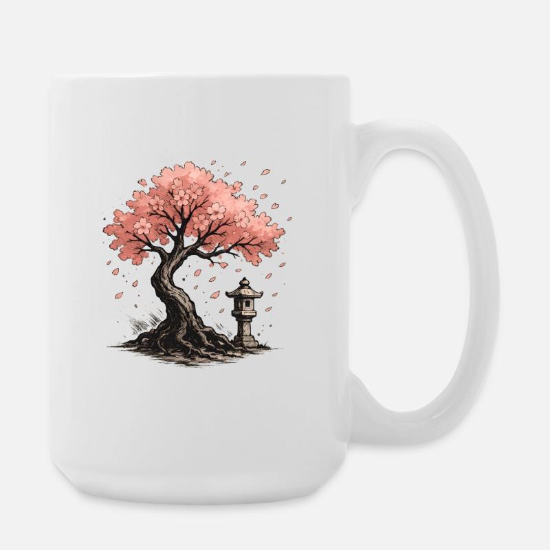 Conception d’arbre de cerisier japonais en fleurs - Grande tasse 440 ml - blanc
