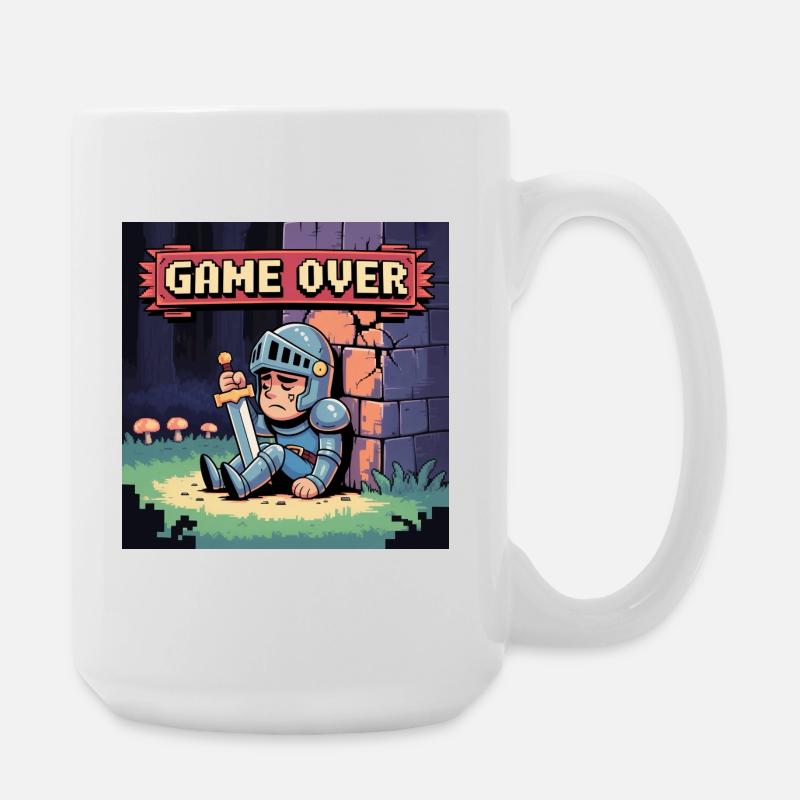 A pixel character burned by art - Large Mug 440 ml - white