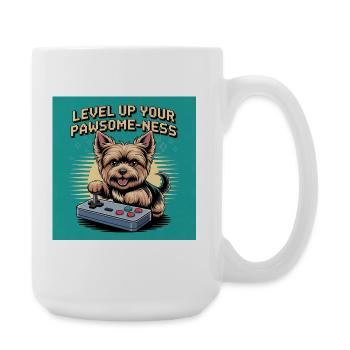 Niedlicher Gaming Hund mit Retro Motiv - Große Tasse 440 ml - Weiß - Rechts