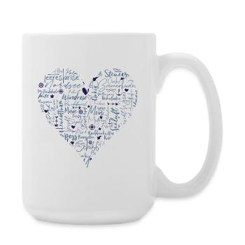 Maritimes Herz, blau - Große Tasse 440 ml - Weiß - Rechts