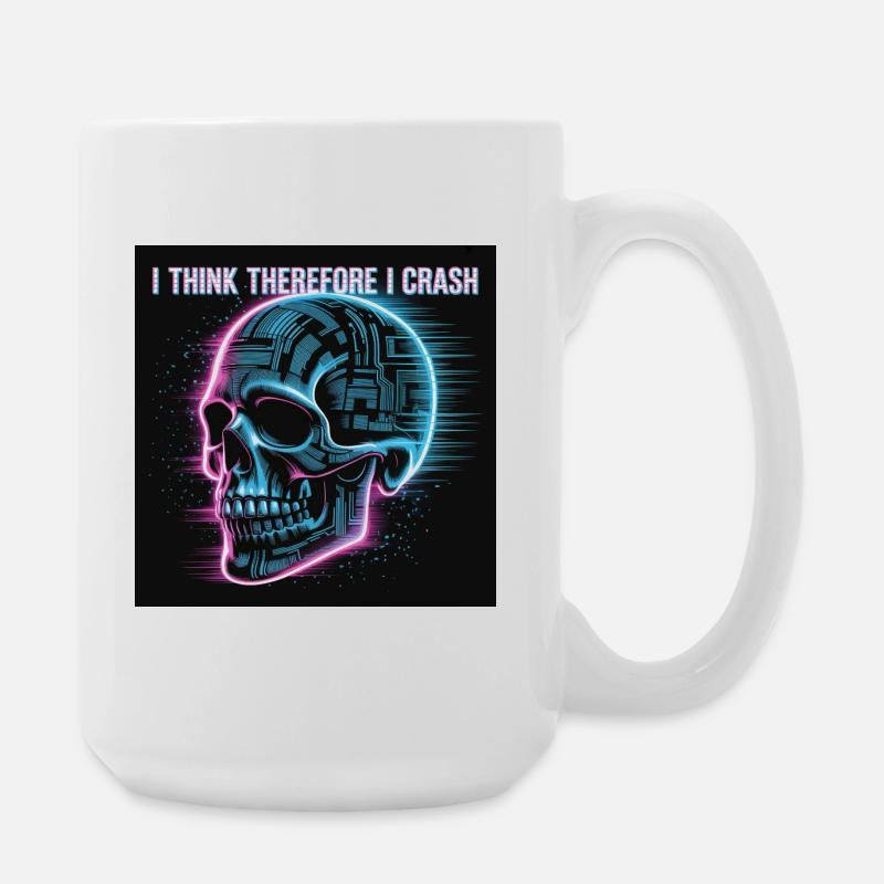 Crâne néon cyberpunk - Grande tasse 440 ml - blanc