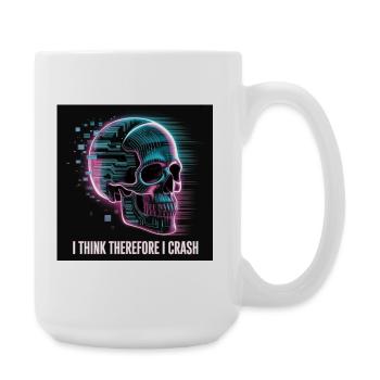 Cyberpunk Totenschädel mit digitalem Glitch - Große Tasse 440 ml - Weiß - Rechts