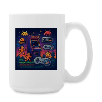 Retro-Pixel-Arcade-Gaming-Design - Große Tasse 440 ml - Weiß - Rechts