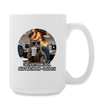 Lustige Büro Katze Spruch Design - Große Tasse 440 ml - Weiß - Rechts
