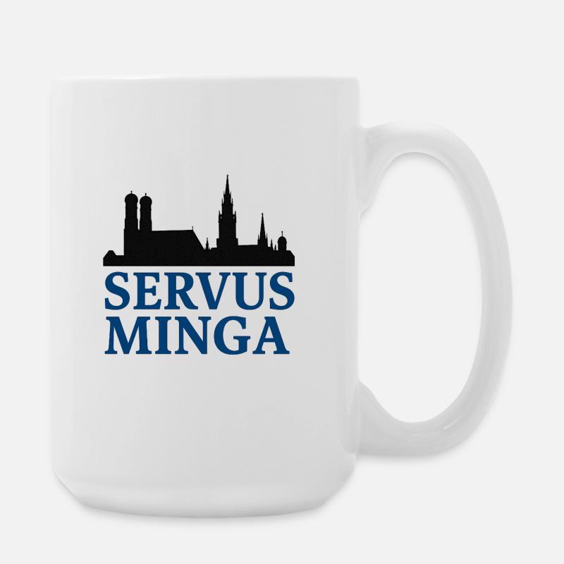 Servus Minga Silhouette Design - Grande tasse 440 ml - blanc