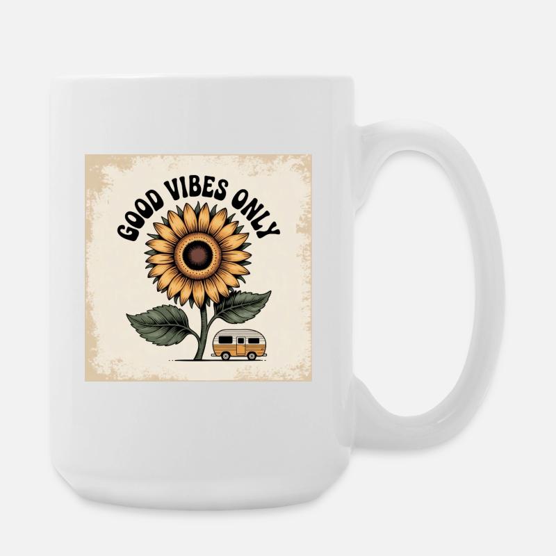 Sonnenblumenblume mit positiver Botschaft - Große Tasse 440 ml - Weiß
